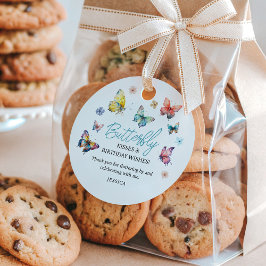 美しいバタフライウォーターカラーガールズ誕生日 フェイバータグ