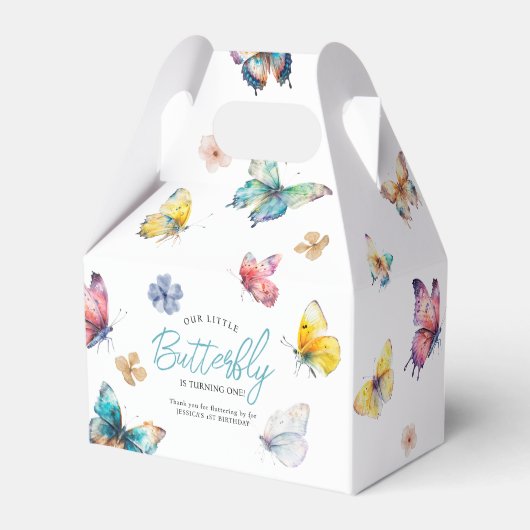 美しいバタフライウォーターカラーガールズ誕生日 フェイバーボックス (裏面サイド)