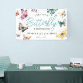 美しいバタフライウォーターカラーガールズ誕生日 横断幕 (トレードショー)