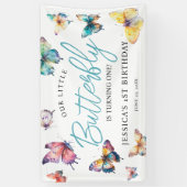 美しいバタフライウォーターカラーガールズ誕生日 横断幕 (縦)