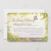 美しいバタフライガーデンデライトサンキューカード 招待状 (裏面)