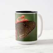 美しいバタフライコーヒーマグ ツートーンマグカップ (正面右)