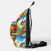 美しいバタフライフラワーガーデンフラッターリング開花 スリングバッグ (右)