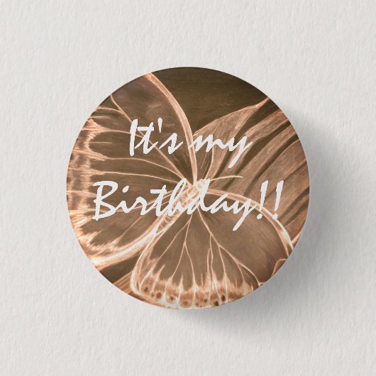 美しいバタフライボタン私の誕生日!! 缶バッジ (正面)