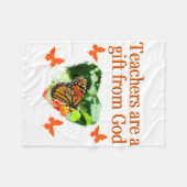 美しいバタフライ先生祈りの言葉デザイン フリースブランケット (正面(横))