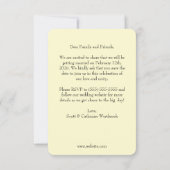 美しいバターイエローの結婚式Save the Dateカード 招待状 (裏面)