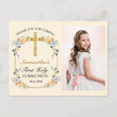 美しいバタークリームの花の聖体拝領感謝カード ポストカード (正面)