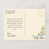 美しいバタークリームの花の聖体拝領感謝メッセージ ポストカード (裏面)