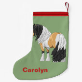 美しいバックスキン·ピント·ジプシー·バンナー·荷車を引くホース スモールクリスマスストッキング (裏面)