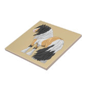 美しいバックスキン·ピント·ジプシー·バンナー·荷車を引くホース タイル (側面)