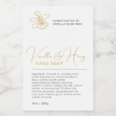 美しいバニラフラワー金ゴールド白手洗いラベル ワインラベル (シングルラベル)