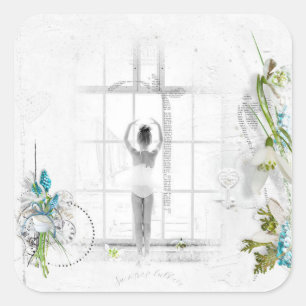 美しいバビクトリアンレーリナの子ステッカー スクエアシール