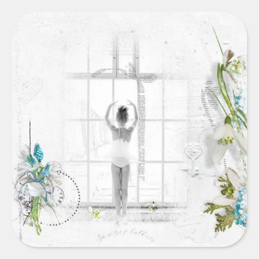 美しいバビクトリアンレーリナの子ステッカー スクエアシール (正面)