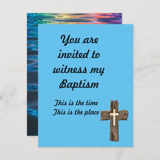 美しいバプテスマ招待状。 招待状 (正面/裏面)