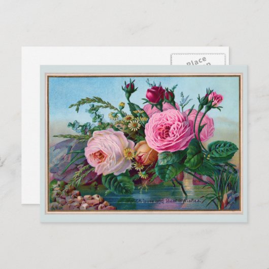 美しいバラが水の上で挨拶 ポストカード (正面/裏面)