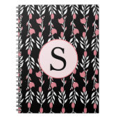 美しいバラつる植物モノグラム ノートブック (正面)