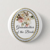 美しいバラとパールの花嫁の祖母 缶バッジ (正面)