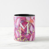 美しいバラとピンクの花 マグカップ (中央)