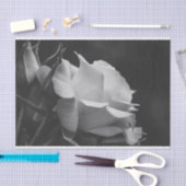 美しいバラとローズブドブラックアンドホワイトフローラ 薄葉紙 (クラフト)