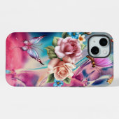 美しいバラと蝶々 iPhoneケース (裏面横)
