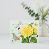 美しいバラと蝶の葉書 ポストカード (スタンド正面)