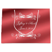 美しいバラのエレガントなサテンの結婚式 ラージペーパーバッグ (正面)