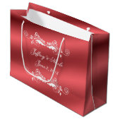 美しいバラのエレガントなサテンの結婚式 ラージペーパーバッグ (正面アングル)