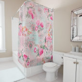 美しいバラのヴィンテージ紙テクスチャのイラスト シャワーカーテン (インサイチュ)