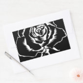 美しいバラの白黒 長方形シール (封筒)