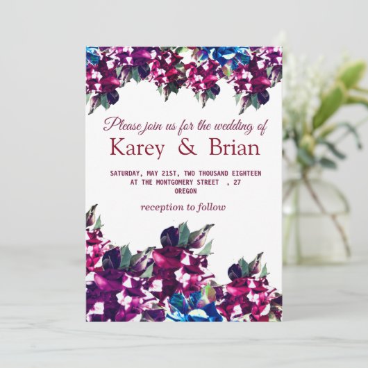 美しいバラの花のウェディング招待状カード 招待状 (スタンド正面)