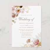 美しいバラの花のウェディング 招待状 (正面/裏面)