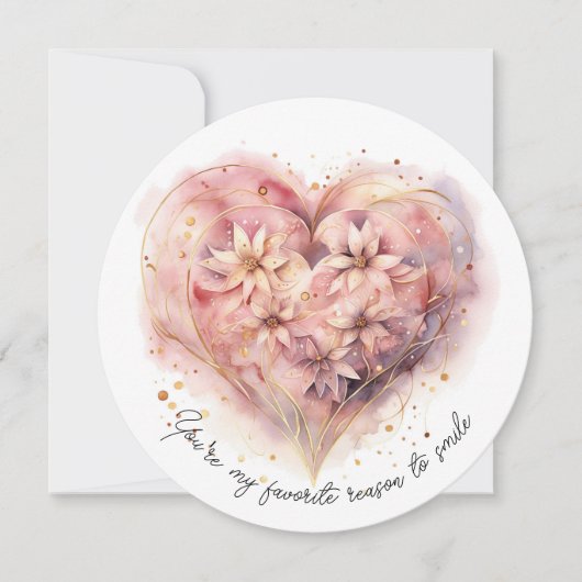 美しいバラカラー水彩ハート シーズンカード (正面)