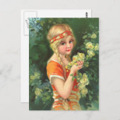 美しいバラガール ポストカード (正面/裏面)