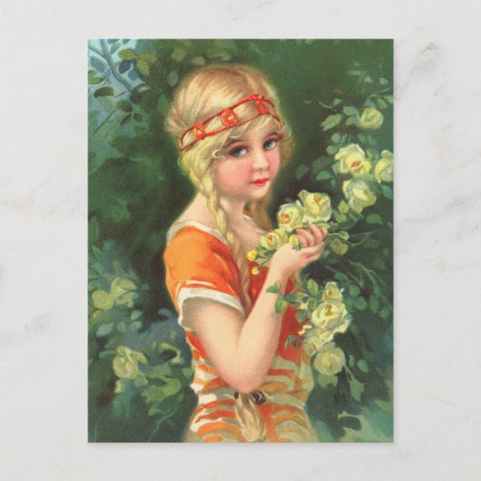 美しいバラガール ポストカード (正面)