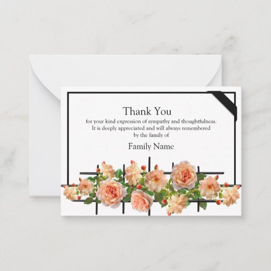 美しいバラズ，葬儀の後，ありがとう ノートカード (正面)