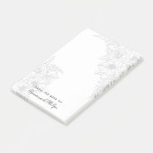 美しいバラデイジーラインアートをデスクから ポストイット (アングル)