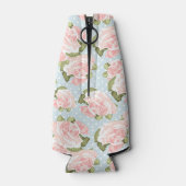 美しいバラパターンと青い水玉模様 ボトルクーラー (裏面)