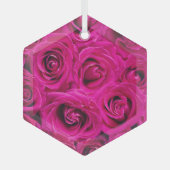 美しいバラピンク ガラスオーナメント (正面)