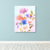 美しいバラフラワーウォーターの色のキャンバス絵画ズ キャンバスプリント (インサイチュ (ウッドフロア))