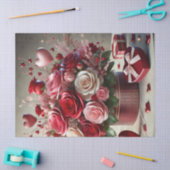 美しいバラフローラヴァレンティーンズデイティッシュペーパー 薄葉紙 (クラフト)