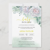 美しいバラベビーイン開花フローラベビーシャワー 招待状 (正面)