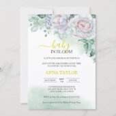 美しいバラベビーイン開花フローラベビーシャワー 招待状 (正面)
