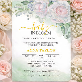 美しいバラベビーイン開花フローラベビーシャワー 招待状