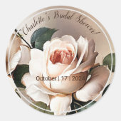 美しいバラベージュオイル ローズ ブライダルシャワー キャンドル ラウンドシール (正面)