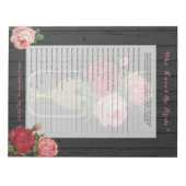 美しいバラメイスンジャーブライダルシャワーゲーム ノートパッド (正面)