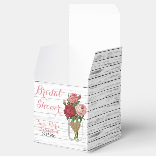 美しいバラメイスンジャーブライダルシャワー フェイバーボックス (オープン)