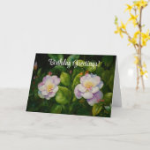 美しいバラ図解入りの、写真付きの誕生日 カード (黄色い花)