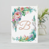 美しいバラ植物学フローラモノグラム 箔招待状 (立ち正面)