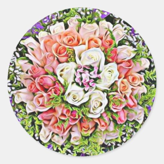 美しいバラ結婚の封筒用シールシール ラウンドシール (正面)