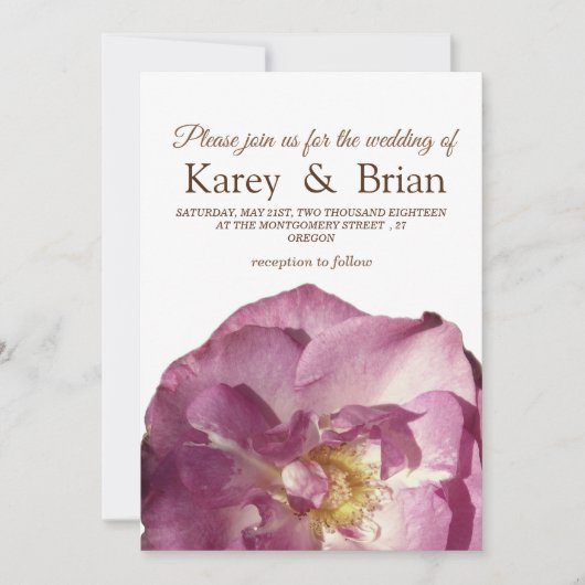 美しいバラ結婚写真のカード 招待状 (正面)